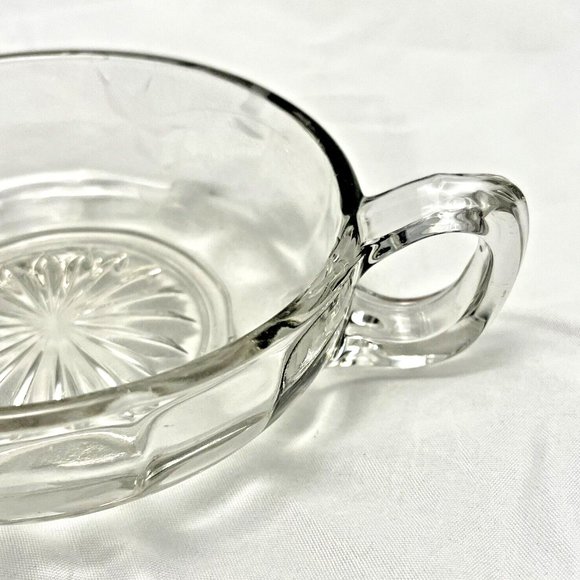 Clear Cut Glass Starburst Handled Bowl, Vintage EUC - Picture 2 of 8